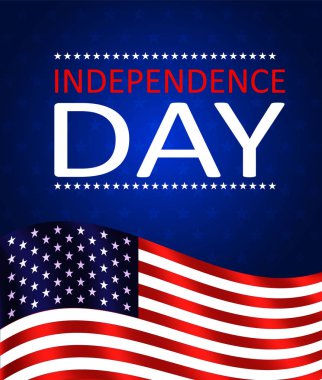 ABD'nin 4 Temmuz bağımsızlık günü. Abd bayrağı yıldız ile mavi arka plan üzerinde sallayarak. vektör illüstrasyon eps10