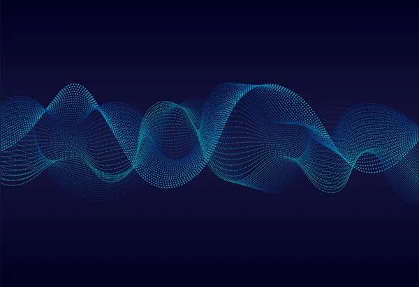 Abstract Wavy Particles Surface Dark Blue Background Soundwave Particles Music — Stock Vector