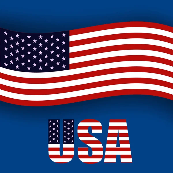 Banner Dia Independência Julho Bandeira Americana Acenando Fundo Azul Ilustração — Vetor de Stock