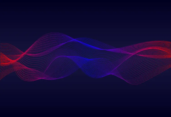 抽象波浪线表面在深蓝色背景 线路的声波 抽象背景的现代数字频率均衡器 Eps10 — 图库矢量图片