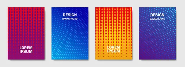 Renkli halftone şekiller sayfa düzenleri tasarım kapağı. Yarı ton gradyanlara sahip minimal modern tasarım kapağı. Dinamik poster şablonu, soyut şekiller desenleri. Afiş, el ilanları, broşürler veya sunum için uygun soyut kapak. vektör eps10