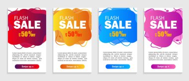 Dinamik geometrik sıvı şekiller kümesi. Web sitesi, sunumlar veya mobil uygulamalar için modern tasarım kapsar. Sosyal medya için Flash satış şablonu. vektör eps10