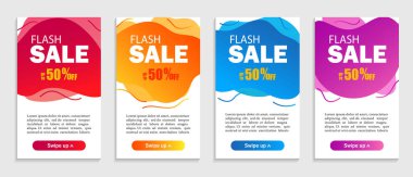 Dinamik geometrik sıvı şekiller kümesi. Web sitesi, sunumlar veya mobil uygulamalar için modern tasarım kapsar. Sosyal medya için Flash satış şablonu. vektör eps10