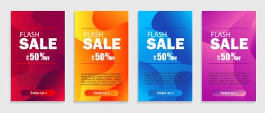 Dinamik geometrik sıvı şekiller kümesi. Web sitesi, sunumlar veya mobil uygulamalar için modern tasarım kapsar. Sosyal medya için Flash satış şablonu. Trendy arka plan vektör eps10