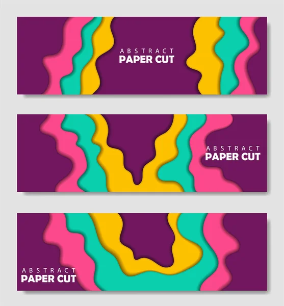 Moderne Creatieve Set Van Posters Met Een Abstracte Achtergrond Papier — Stockvector