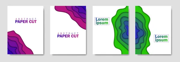 Modern Kreativ Uppsättning Affischer Med Abstrakt Bakgrund Och Papper Skära — Stock vektor