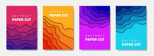Moderne Creatieve Set Van Posters Met Een Abstracte Achtergrond Papier — Stockvector