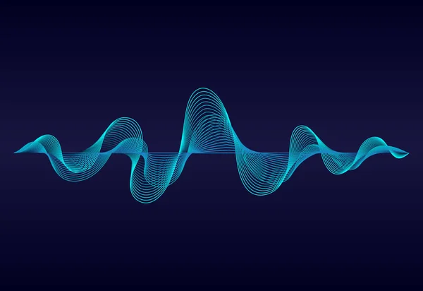 Abstrakt Vågiga Linjer Yta Mörkblå Bakgrund Soundwave Övertoningslinjer Modern Digital — Stock vektor