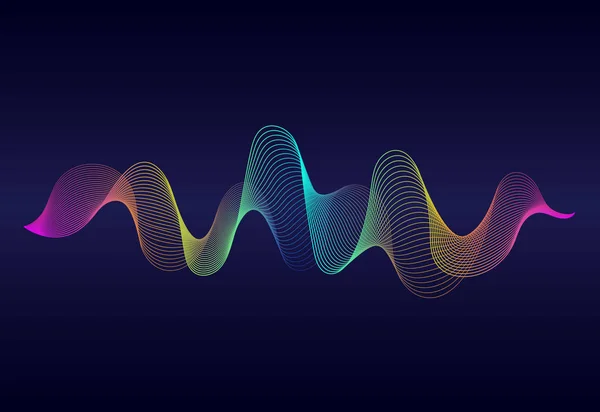抽象波浪线表面在深蓝色背景 渐变线的声波 抽象背景的现代数字频率均衡器 Eps10 — 图库矢量图片