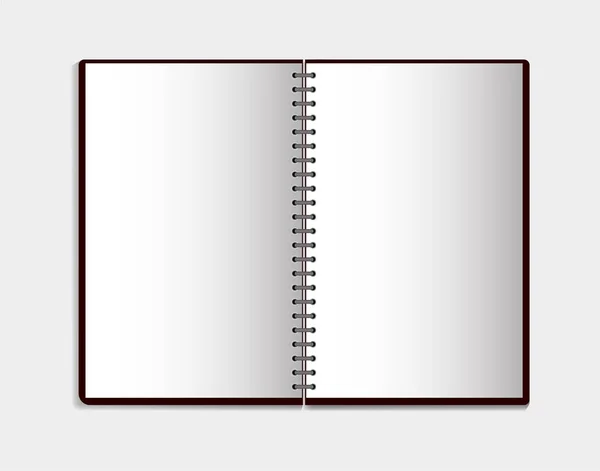 Cuaderno Realista Estilo Maqueta Bloc Notas Blanco Con Espiral Plantilla — Vector de stock