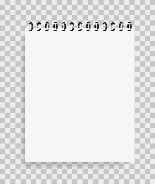 Cuaderno Papel Realista Estilo Maqueta Bloc Notas Blanco Con Espiral — Vector de stock