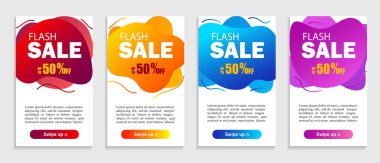 Dinamik geometrik sıvı şekiller kümesi. Web sitesi, sunumlar veya mobil uygulamalar için modern tasarım kapsar. Sosyal medya için Flash satış şablonu. vektör eps10