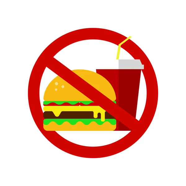 Fastfood Sign Prohibited Hamburger Cola Proper Nutrition Food Healthcare Unhealthy — Stock Vector