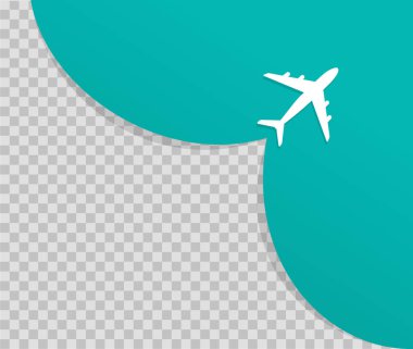 Mavi arka plan ve reklam için boş bir yerde Uçak. Uçak kalkıyor. Web sitesi, sunumlar için seyahat ve turizm kavramı vektör illüstrasyon. eps 10