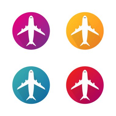 Daire içinde uçak vektör simgeleri. Web sitesi için uçak yuvarlak vektör düğmeleri. vektör eps 10