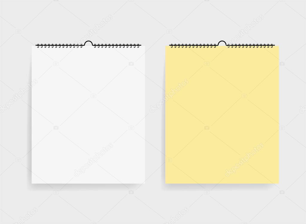 Realistic two sketchbook in mockup style. Blank notepads with spiral. Template of empty  notepads on grey background. vector eps10