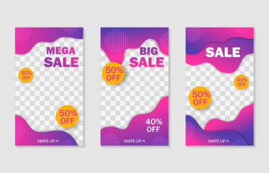 Sosyal ağlar hikaye için trendy temtplate. Instagram hikayeleri. Satış, mobil uygulamalar için afiş kapağı sunuyoruz. Vektör  