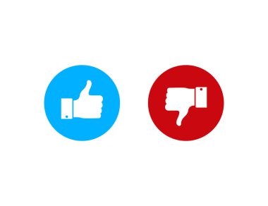 Başparmak yukarı veya aşağı. Düz tarzda beğenmeve beğenme. Dos ve donts simge gibi. Vektör eps10