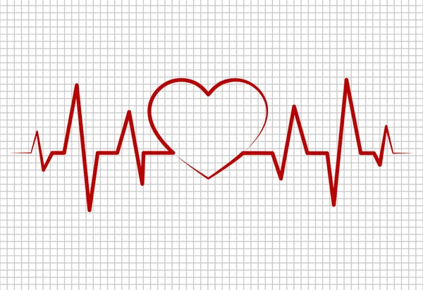 Heart Beats Cardiogram Pulse Life Line Forming Heart Shape Medical — Stock Vector