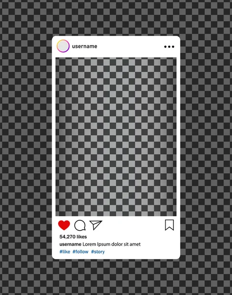 Bloguero Instagram Marco Fotos Medios Sociales Con Corazón Loupe Post — Vector de stock
