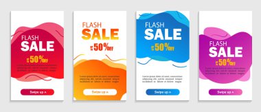 İzole arka plan üzerinde soyut sıvı şekiller kümesi. Satış tasarımı web sitesi, perakende veya iş için kapsar. Sosyal medya.vektör için Flash teklif satış şablonu