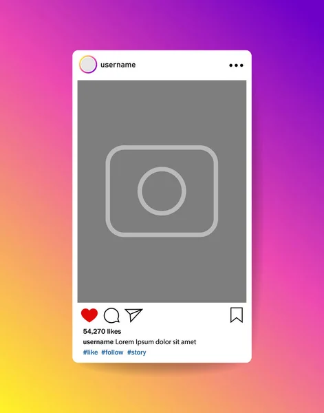 O Bloger. Moldura de foto de mídia social com coração, loupe.Post interface para mídias sociais.vector eps10 —  Vetores de Stock