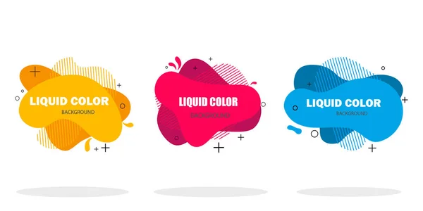 Conjunto moderno de forma líquida abstrata. Banner de modelo de cor vibrante com formas de fluido. ilustração vetorial —  Vetores de Stock