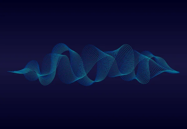 Onda sonora abstrata de música com partículas onduladas.Onda sonora digital sobre fundo azul. conceito equalizador de música. ilustração vetorial — Vetor de Stock