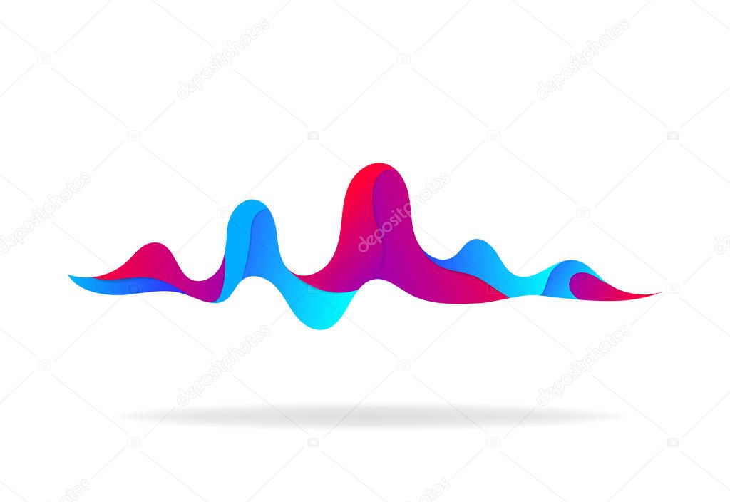Musical soundwave on isloated background. Abstract sound wave and form of pulse for radio, audio. Trendy background with soundwave shape. vector