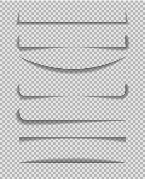 ディバイダーシャドウライン。透明な背景上の用紙の端のフレーム。バナー、ウェブタブの影を持つペーパーライン。線影効果.ベクトルイラストレーション — ストックベクタ