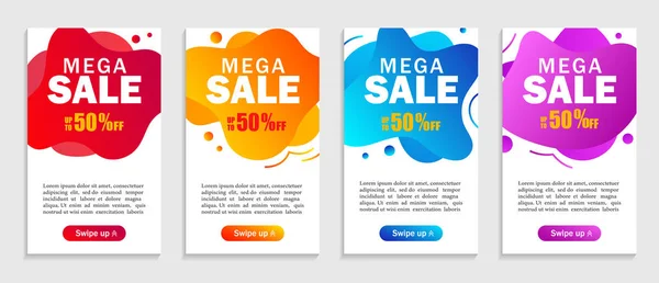 Set von abstrakten bunten flüssigen Formen des Mega-Sale für mobilen Hintergrund. Mega Sale abstraktes Banner mit bunten Formen. Vektor — Stockvektor