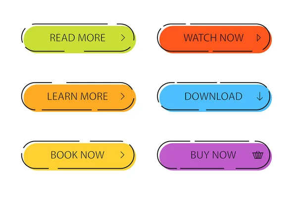 Infographic, web, banner için modern düğme ayarlayın. Düz stilde renkli arama eylem simgesi. İzole arka planda infografik oval düğme. Modern navigasyon düğmesi. vektör illüstrasyon — Stok Vektör