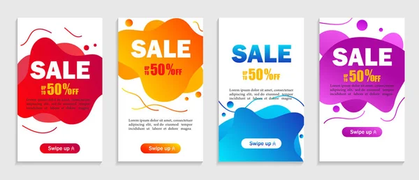Set of dynamic abstarct geometric liquid shapes.Colorful sale banner template. Modern design covers on grey background for website, presentations or mobille apps. vector illustration — Stock Vector