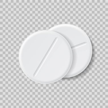 3d realistic white medical pill or tablet on isolated background. Two medical round pill in mockup style. Medical and healthcare concept.Pill for medicine. vector illustration