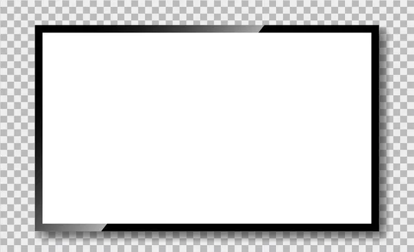 TV-skärm med glas reflektion på transparent bakgrund. TV-övervakarens ram i utkast-stil. Svart LCD plasmaskärm med reflektion. TV digital panel plasma. vektor illustration — Stock vektor