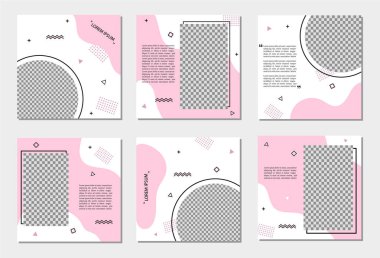 Sosyal medya için kare afiş şablonu tasarla. Pembe renk düzeni broşür şablonu ile düzenlenebilir çerçeve. Sosyal medya sonrası, hikayeler, web internet reklamları için uygun afiş. vektör eps10