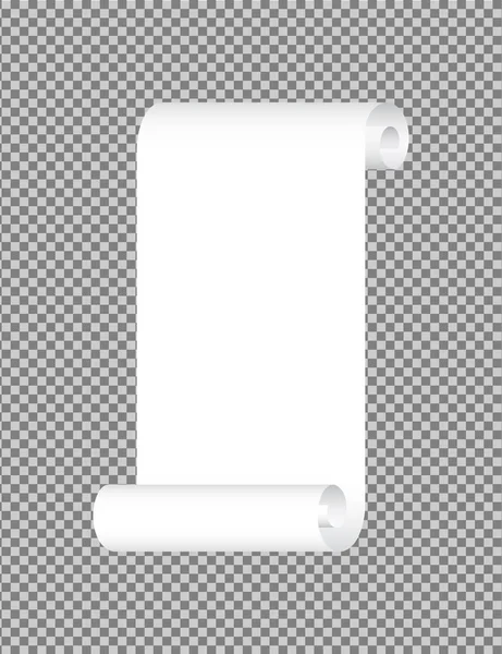 Weiße Papierbandrolle. Papierbanner Etikett gebogene Corner.empty blank mit Faltrand. Papierblatt mit Blätterecke für Grafik, Stoff, Stoff auf isoliertem Hintergrund. Vektorillustration — Stockvektor