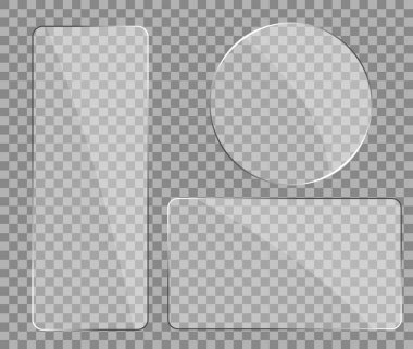 Mockup tarzında yansıma etkisi ile cam Doku. Camüzerinde gerçekçi parlama. Yakınlaştırma ve parlak efektli dijital ekran pencere çerçevesi. Telefon plastik ekran, ayna cam.vektör