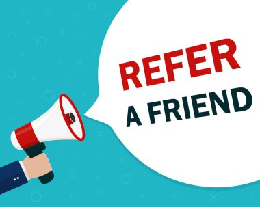 Arkadaş hoparlörü posterine atıfta bulunun.Elle yönlendirme programı, öneri için megafon, pankart önerisi. Reklam müşterisi için arkadaş illüstrasyonuna atıfta bulunun.Referans programının referans konuşması.