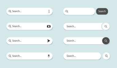 Arama çubuğu interneti. ui, web formu ve bilgisayar için www arama oku. Tarayıcı arama adresi ve gezinme düğmesi. Tarayıcı ögesi için www kutu formu. vektör eps10
