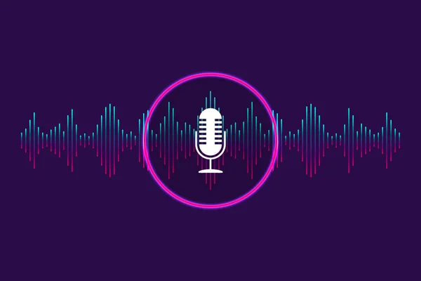 Ses kontrolü, ses tanıma arkaplanı. Dijital ses dalgası, müzik, uygulama, elektronik teknoloji arka planı için ses asistanı. Konuşma teknisyeni asistanı. Kimlik doğrulama ses dalgası. vektör