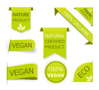 Sağlıklı doğa organik vegan amblemi. Taze beslenme etiketi, logo. Ekoloji yiyeceklerini etiketliyor. Biyolojik ve ekolojik sertifikalı ürün. Çevre etiketi tasarla. Vejetaryen beslenme için sağlıklı rozetler. vektör simgesi belirlendi