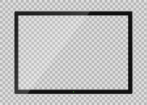 TV-skärm med glas reflektion på transparent bakgrund. TV-övervakarens ram i utkast-stil. Svart LCD plasmaskärm med reflektion. TV digital panel plasma. vektor illustration — Stock vektor