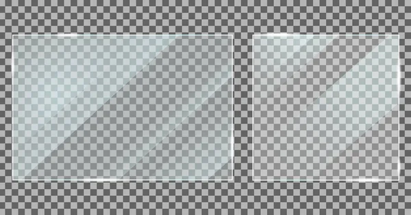 Fényvisszaverő hatású üveg mockup stílusban. Akril és üveg textúra vakító. Digitális képernyő ablak keret fényes fények hatása. Fényes műanyag képernyő, reális tükör átlátszó. — Stock Vector