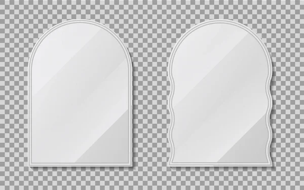 Espelhos vazios realistas com refletir no estilo mockup. Espelho oval com superfície vazia sobre fundo isolado. Conjunto de decoração de espelho. vetor — Vetor de Stock