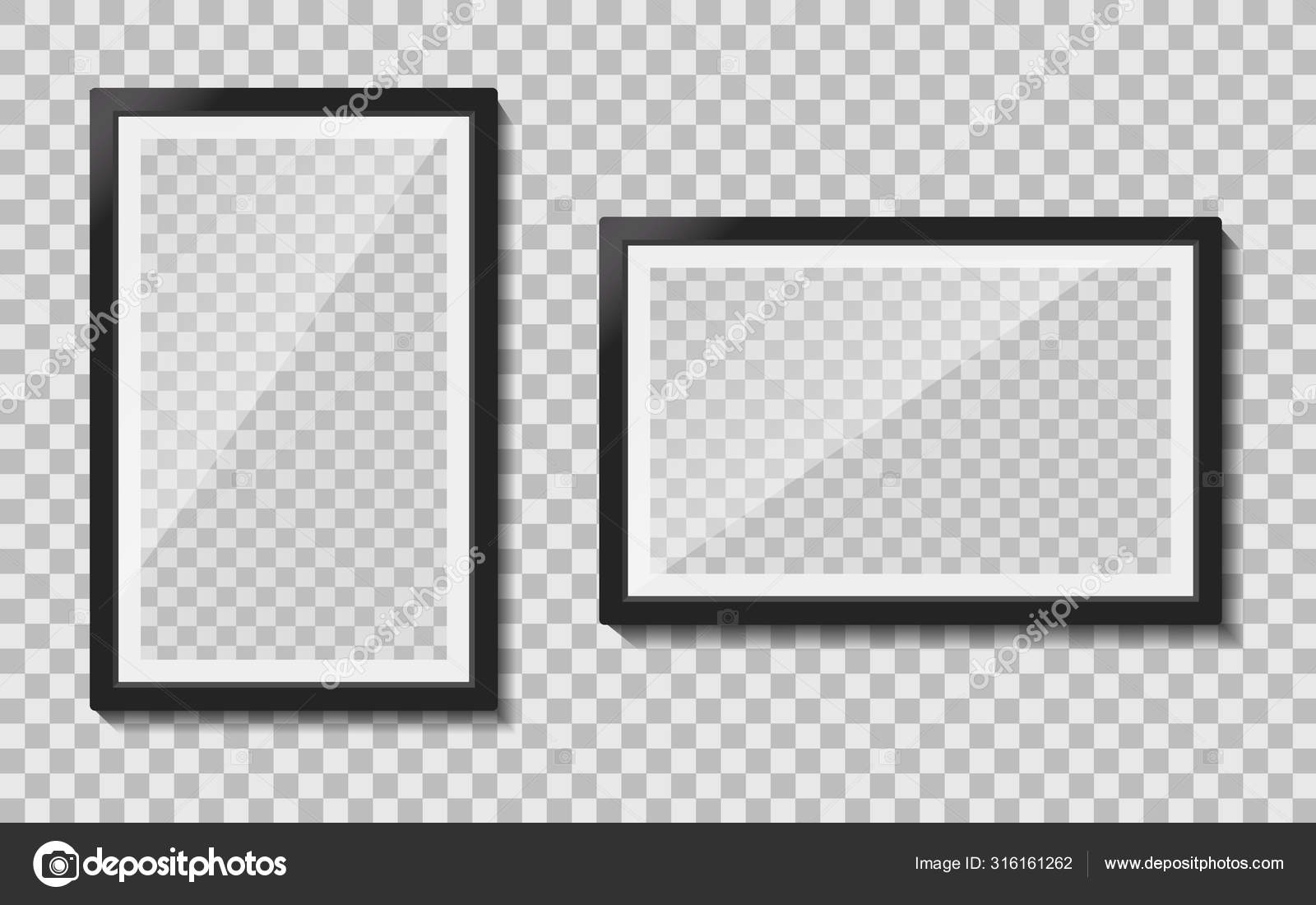 Black Templates Photo Frame With Glass Reflection Hanging On