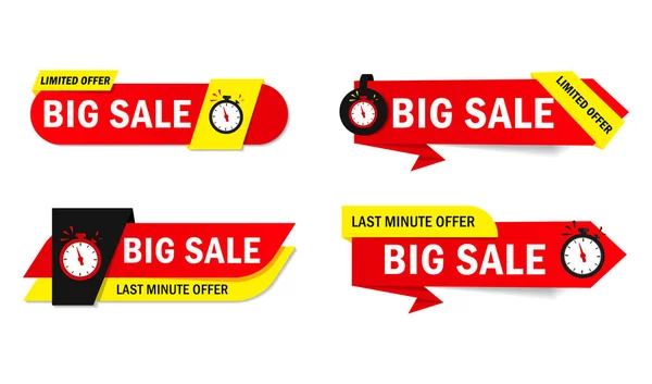 Round Sale banner, special offer red yellow tag. Limited time only