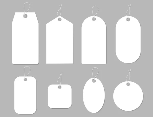 Etiqueta Mockup, etiqueta de papel. Etiqueta em branco modelo para compras de preço, pendurar venda, cartão de presente. Forma redonda e quadrada do carimbo de suspensão isolado. Preço de papel em branco para sale.vector —  Vetores de Stock