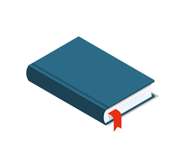 Kitap Ikonu Izometrik Okul Kütüphane Için Düz Kapalı Ders Kitabı — Stok Vektör