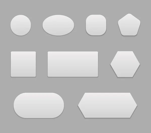 Botão Sguare Branco Para Web Etiquetas Branco Crachá Plástico Para —  Vetores de Stock